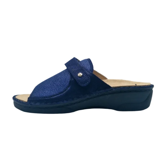 Ciabatte donna elasticizzate Hergos H150 nieve blu vista laterale