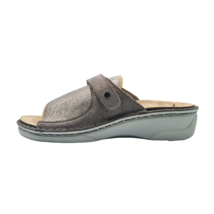 Ciabatte donna elasticizzate Hergos H150 nieve tortora vista laterale