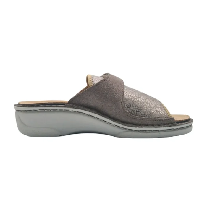 Ciabatte donna elasticizzate Hergos H150 nieve tortora vista mediale