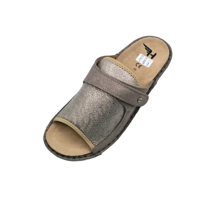 Ciabatte donna elasticizzate Hergos H150 nieve tortora vista mediale