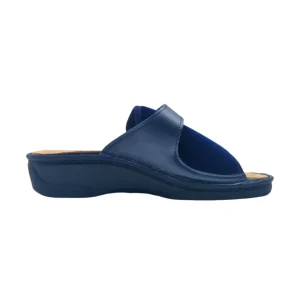 Ciabatte donna elasticizzate Hergos H150 velluto blu vista mediale