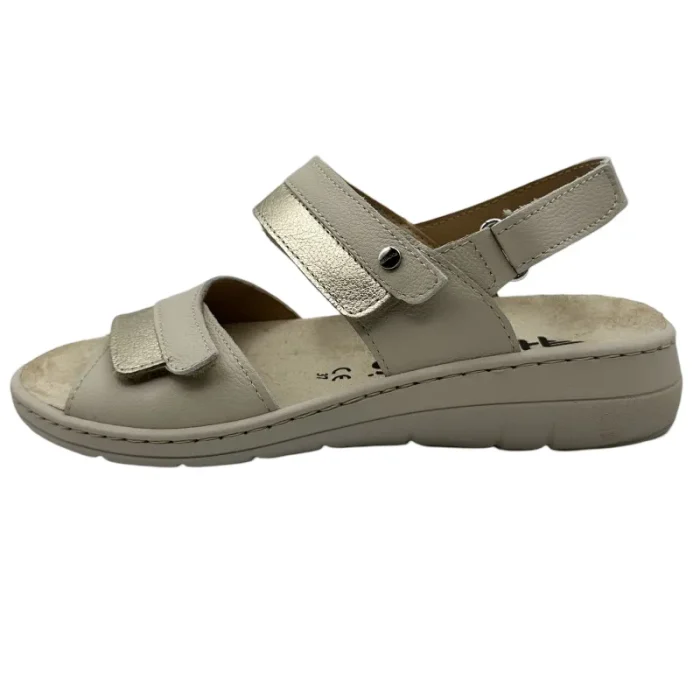 Sandali con plantare estraibile donna Hergos H7122 beige vista laterale