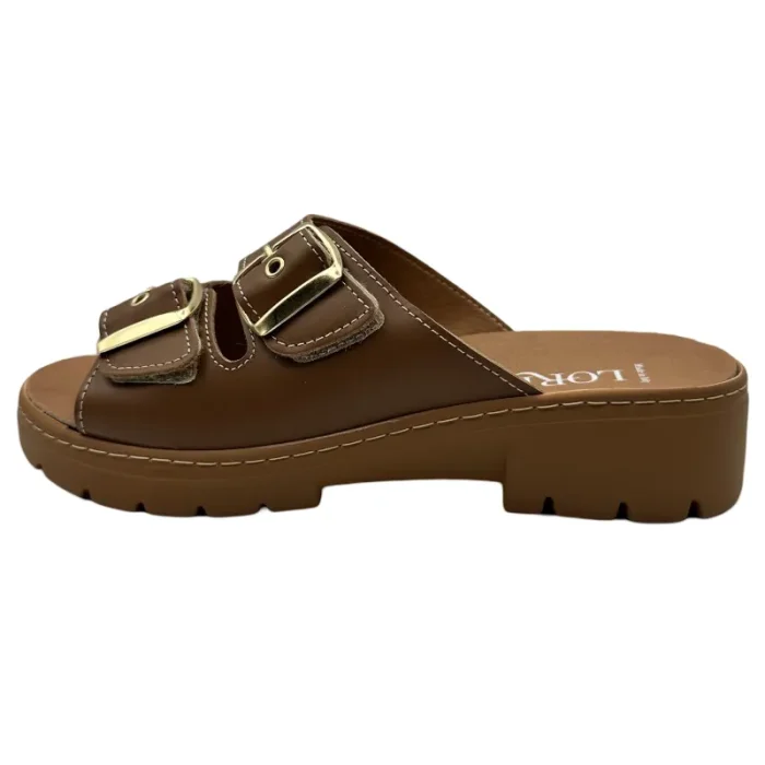 Ciabatte donna Loren T4160 cuoio vista laterale