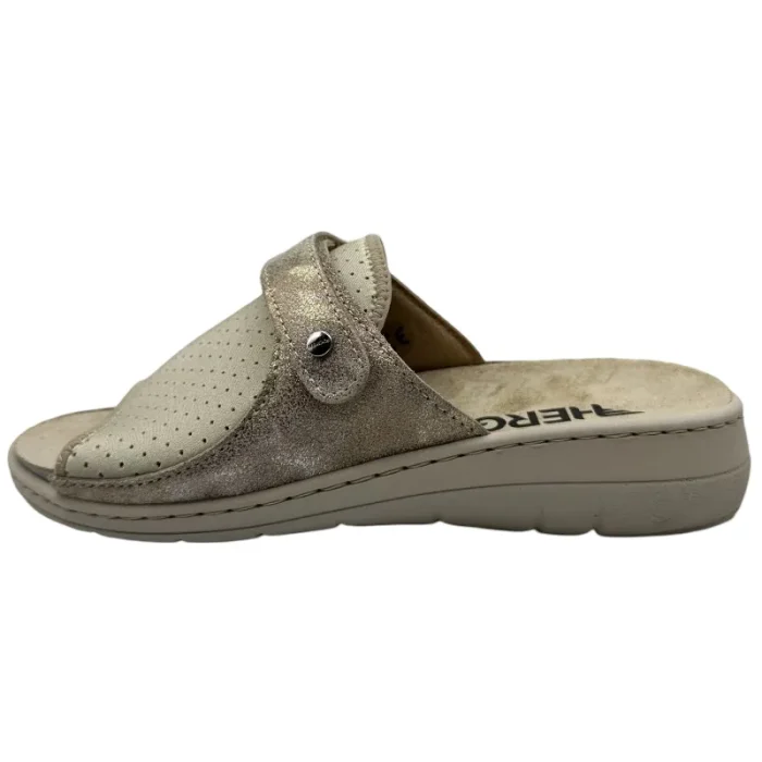 Ciabatte con plantare estraibile donna Hergos H7210 beige vista laterale