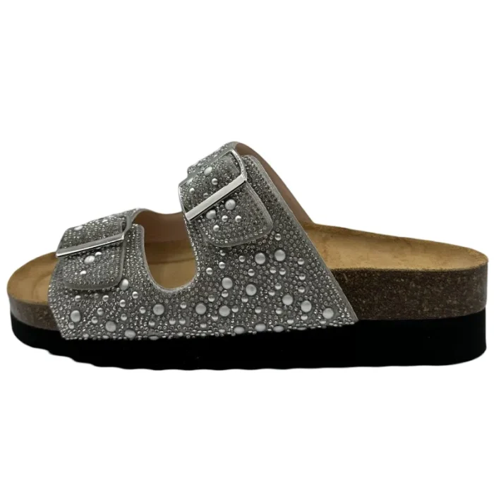 Ciabatte donna Grunland CB0758 argento vista laterale