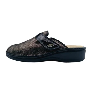 Pantofole elasticizzate donna Ecosanit 113242 incas nero vista laterale