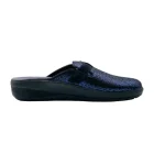 Pantofole elasticizzate donna Podoline Casella blu vista mediale
