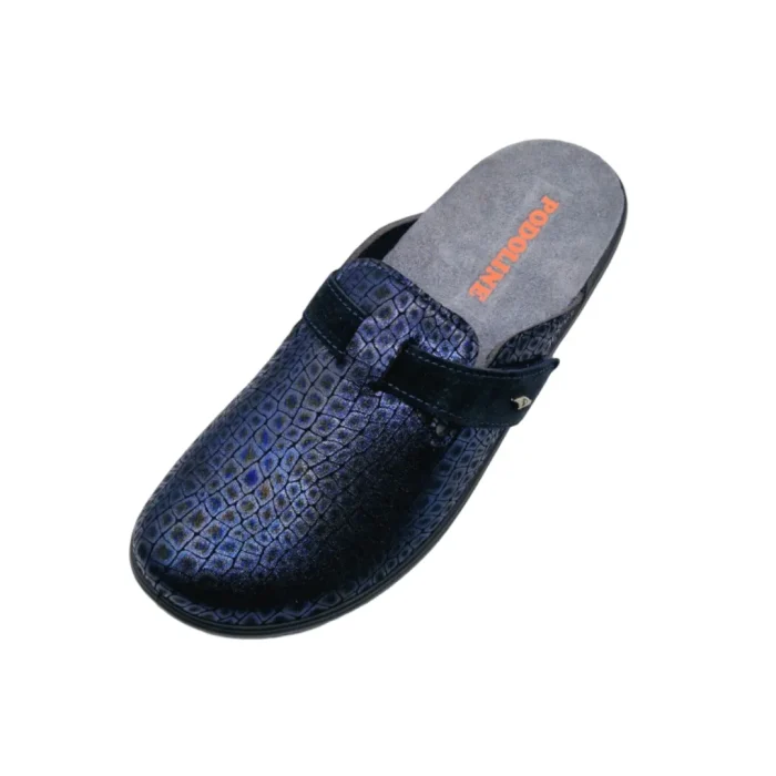 Pantofole elasticizzate donna Podoline Casella blu vista superiore