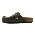 Pantofole mocassino donna Scholl Bora dark green vista laterale