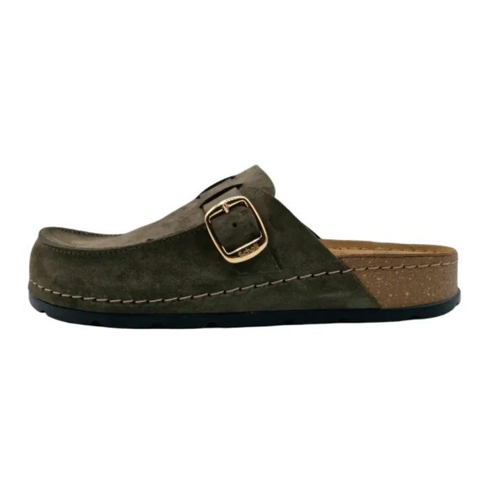 Pantofole mocassino donna Scholl Bora dark green vista laterale