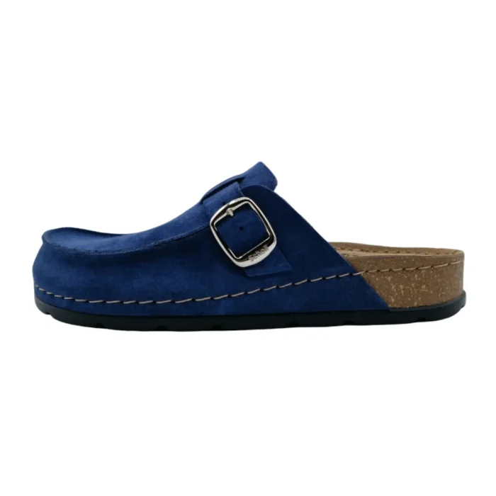 Pantofole mocassino donna Scholl Bora denim vista laterale