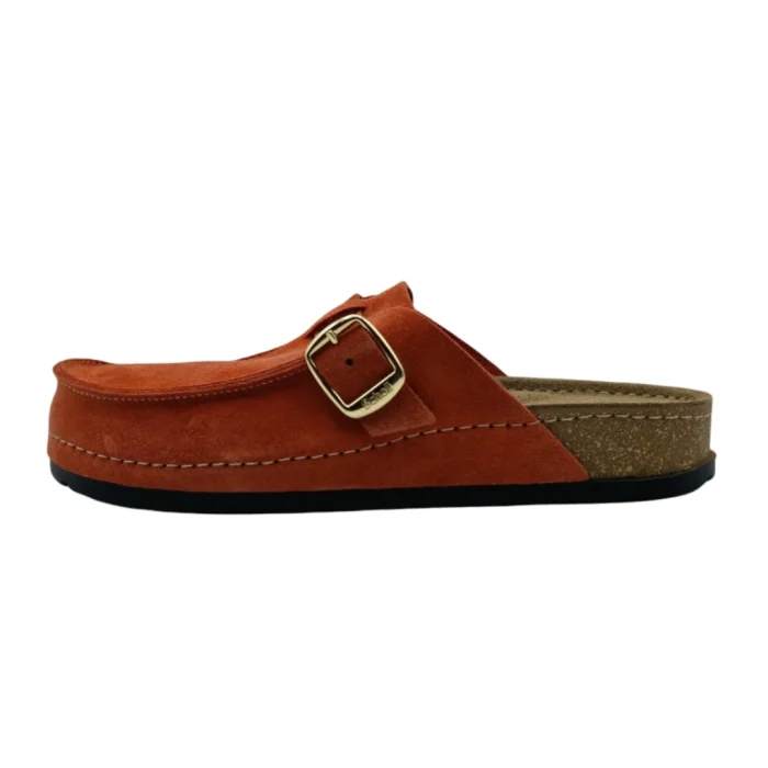 Pantofole mocassino donna Scholl Bora ruggine vista laterale