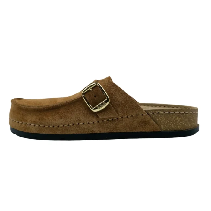 Pantofole mocassino donna Scholl Bora tabacco vista laterale