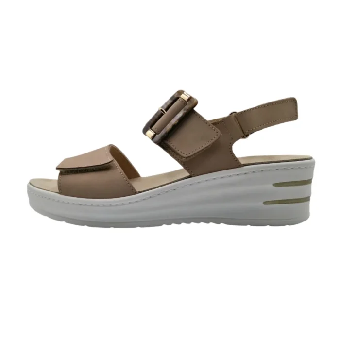 Sandali ortopedici donna Loren Q7024 tortora vista laterale