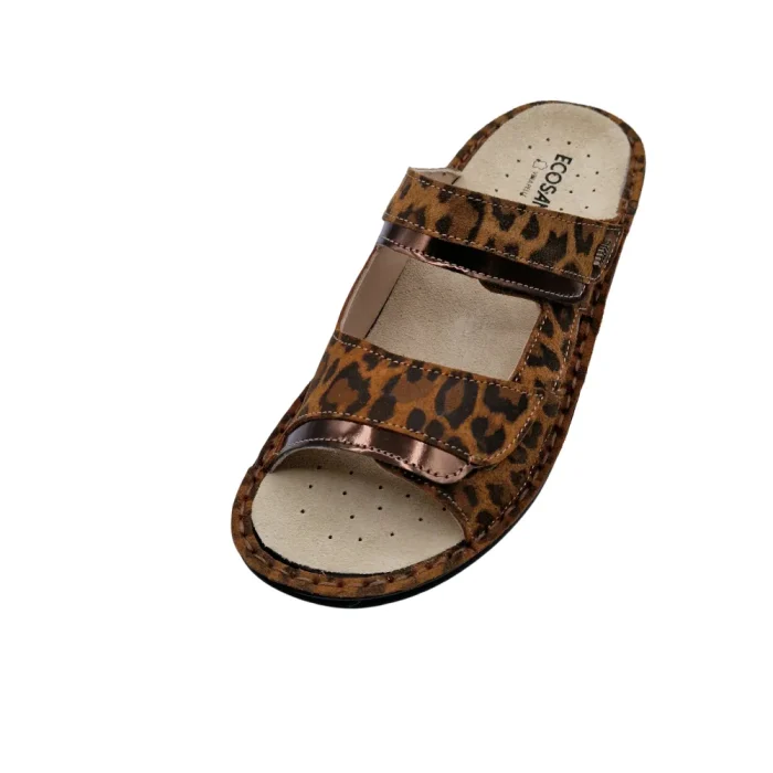 Ciabatte donna con plantare estraibile Ecosanit 113P012 leopardo beige vista superiore