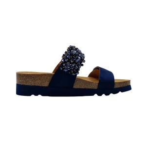 Ciabatte donna estive Dr Scholl Sahara 2 straps blu navy vista mediale