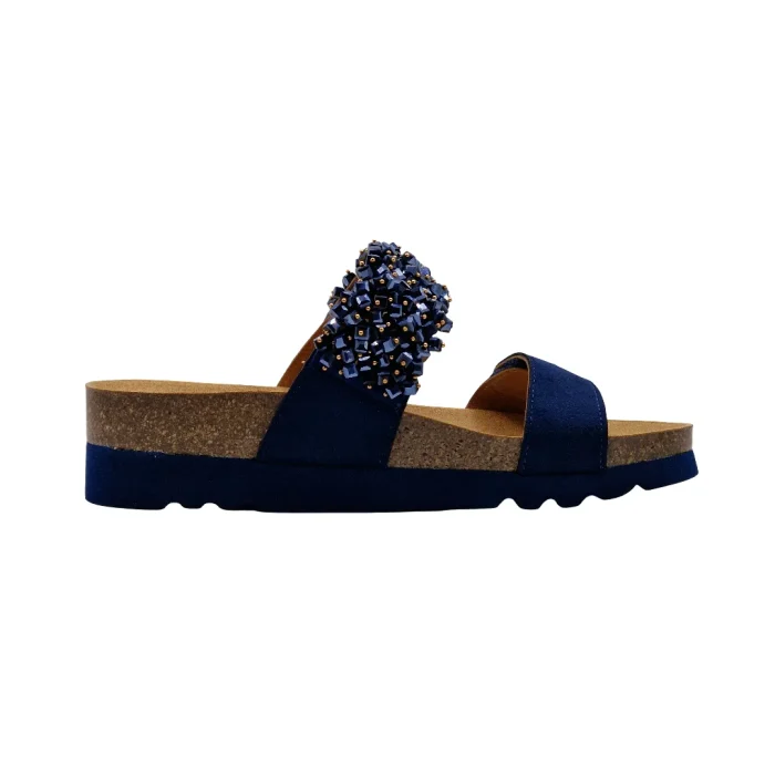 Ciabatte donna estive Dr Scholl Sahara 2 straps blu navy vista mediale