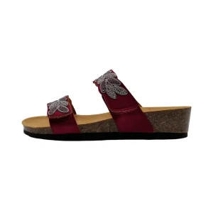 Ciabatte estive donna plantare bioprint Dott Scholl Otranto 2 straps bordeaux vista laterale