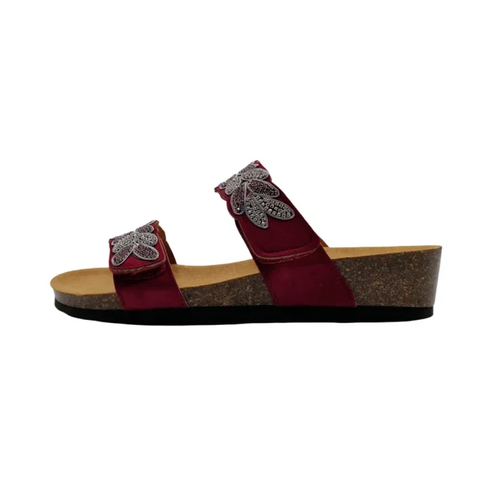 Ciabatte estive donna plantare bioprint Dott Scholl Otranto 2 straps bordeaux vista laterale