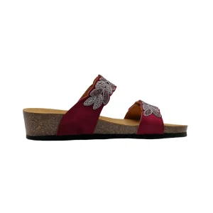 Ciabatte donna plantare bioprint Dott Scholl Otranto 2 straps bordeaux vista mediale