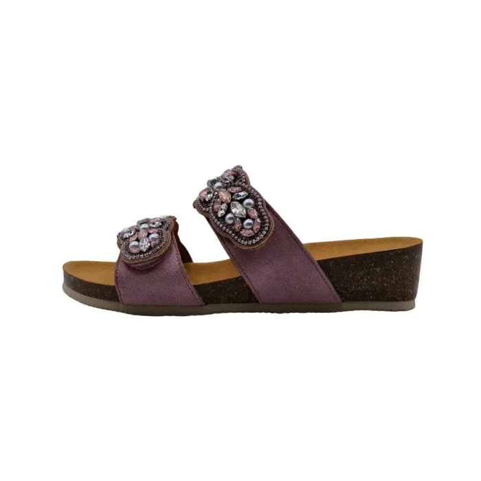 Ciabatte donna plantare bioprint Scholl Salento 2 Straps rosa vista laterale