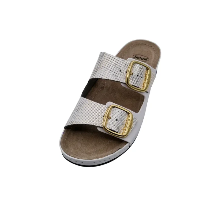 Ciabatte donna plantare memory cushion Scholl Aberdeen bianco vista superiore