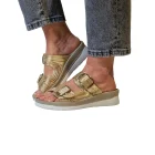 Ciabatte due fasce donna plantare estraibile Loren M3223 oro indossate_2