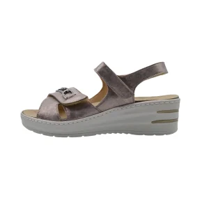 Sandali donna Ecosanit 113FR01S taupe vista laterale