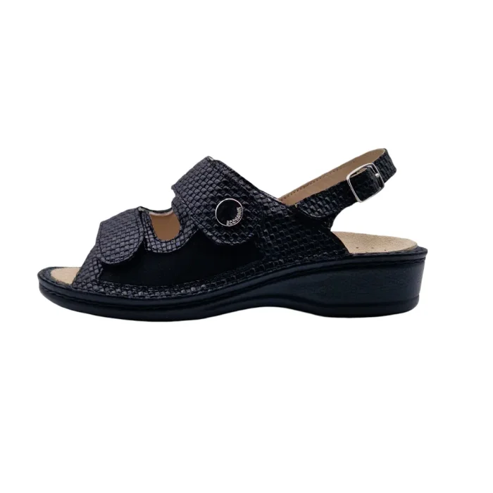 Sandali ortopedici per alluce valgo donna Ecosanit 123265 nero vista laterale