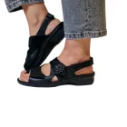 Sandali per alluce valgo donna Loren M3223 nero indossati_2