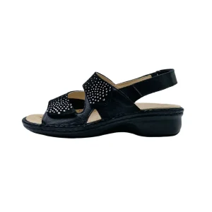 Sandali per alluce valgo donna Loren M3223 nero vista laterale