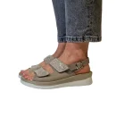 Sandali predisposti per plantare donna Loren M3236 tortora indossati_1