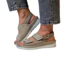Sandali predisposti per plantare donna Loren M3236 tortora indossati_2