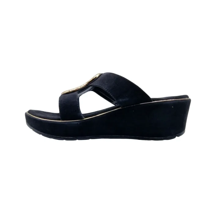 Ciabatte comfort eleganti donna Loren F0547 nero vista laterale