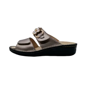 Ciabatte donna con plantare estraibile Ecosanit 113422F bronzo vista laterale