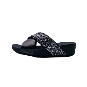 Ciabatte donna incrociate Fitflop JE2 nero vista laterale