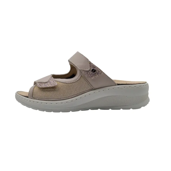 Ciabatte donna per alluce valgo Hergos H2813 beige vista laterale