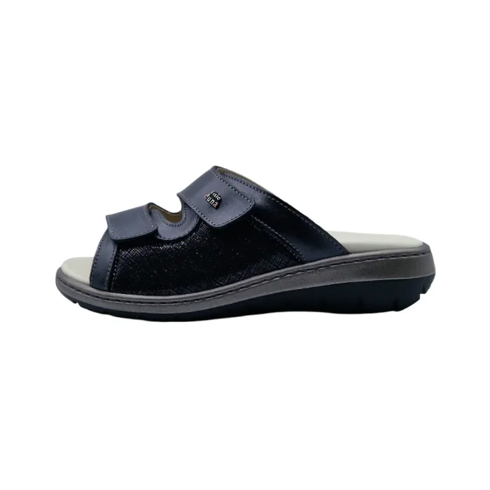 Ciabatte elasticizzate per alluce valgo donna Duna TRM 04 nero perlato vista laterale