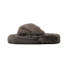 Pantofole con pelliccia donna Scholl Fluffy cross grigio vista laterale