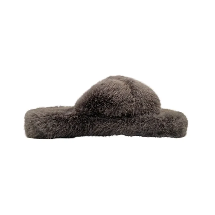 Pantofole con pelliccia donna Scholl Fluffy cross grigio vista mediale