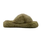 Pantofole con pelliccia donna Scholl Fluffy cross verde vista mediale