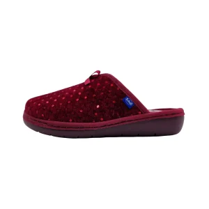 Pantofole donna invernali Scholl Lauren bow bordeaux vista laterale