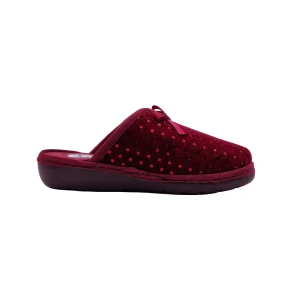 Pantofole donna invernali Scholl Lauren bow bordeaux vista mediale