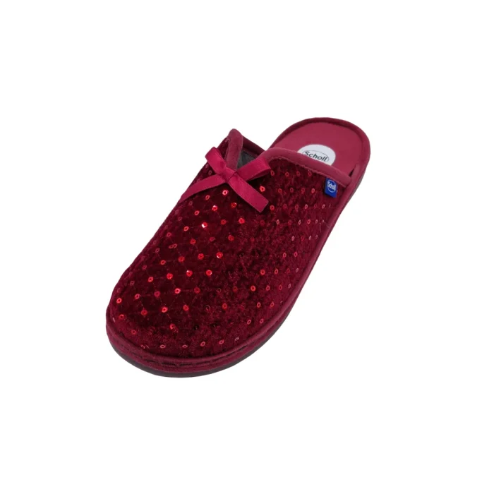 Pantofole donna invernali Scholl Lauren bow bordeaux vista superiore Pantofole donna invernali Scholl Lauren bow bordeaux vista superiore