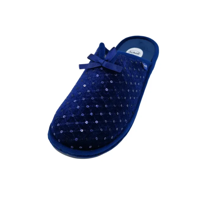 Pantofole donna invernali Scholl Lauren bow navy blu vista superiore Pantofole donna invernali Scholl Lauren bow navy blu vista superiore