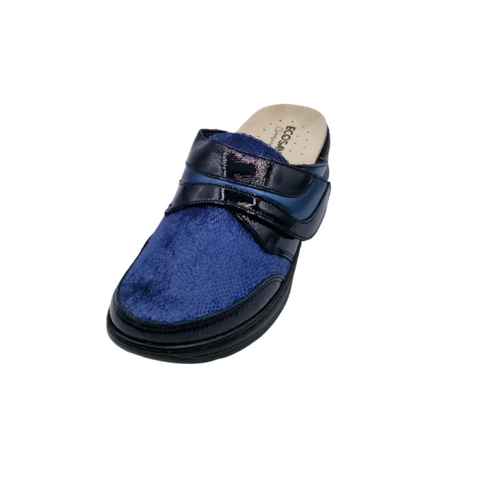 Pantofole donna suola biomeccanica per dita a martello Ecosanit blu vista frontale Pantofole donna suola biomeccanica per dita a martello Ecosanit blu vista frontale