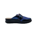 Pantofole donna suola biomeccanica per dita a martello Ecosanit blu vista mediale