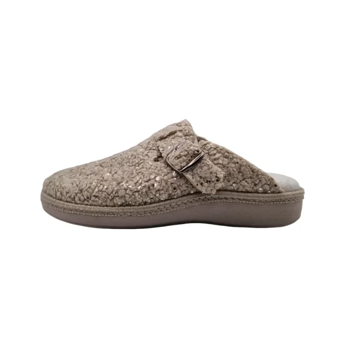 Pantofole invernali donna plantare estraibile Ecosanit 142602 beige vista laterale