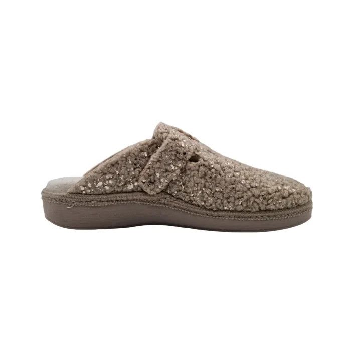 Pantofole invernali donna plantare estraibile Ecosanit 142602 beige vista mediale