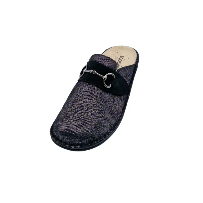 Pantofole ortopediche donna con plantare estraibile Ecosanit 113T030 nero vista frontale